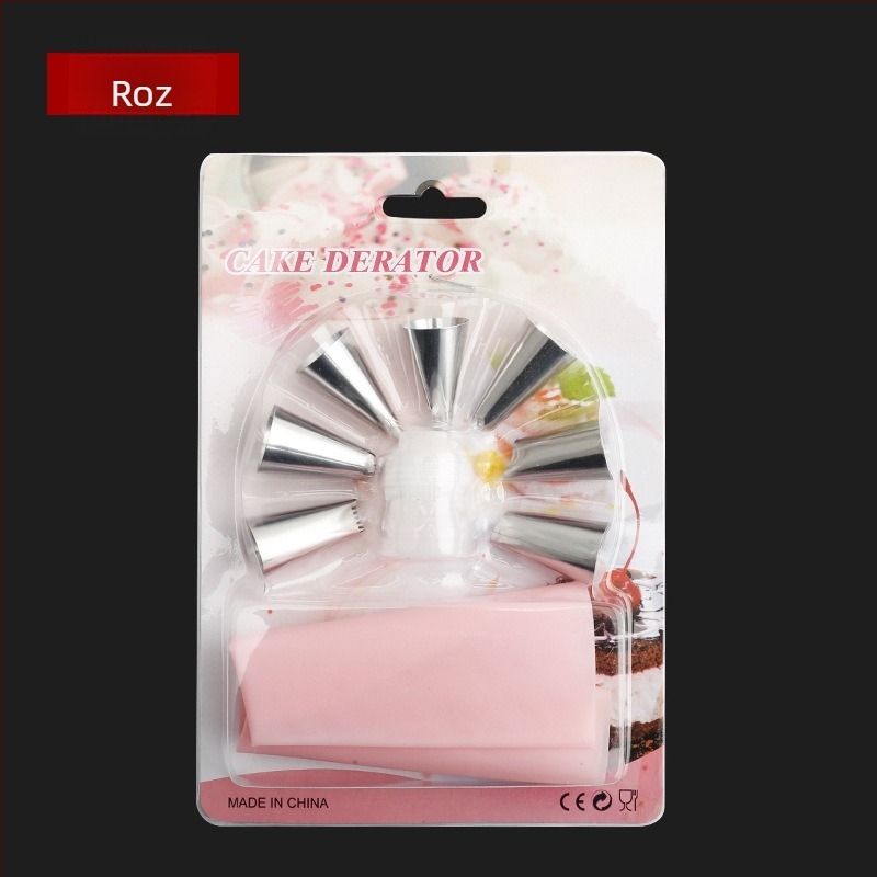 Set de 9 duze pentru decorare din oțel inoxidabil, pungă TPU pentru cofetărie