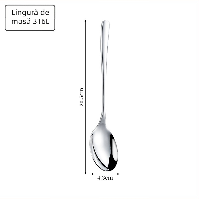 Set tacâmuri din oțel inoxidabil 316L – finisaj oglindit, cuțite, furculițe și linguri groase, stil minimalist modern