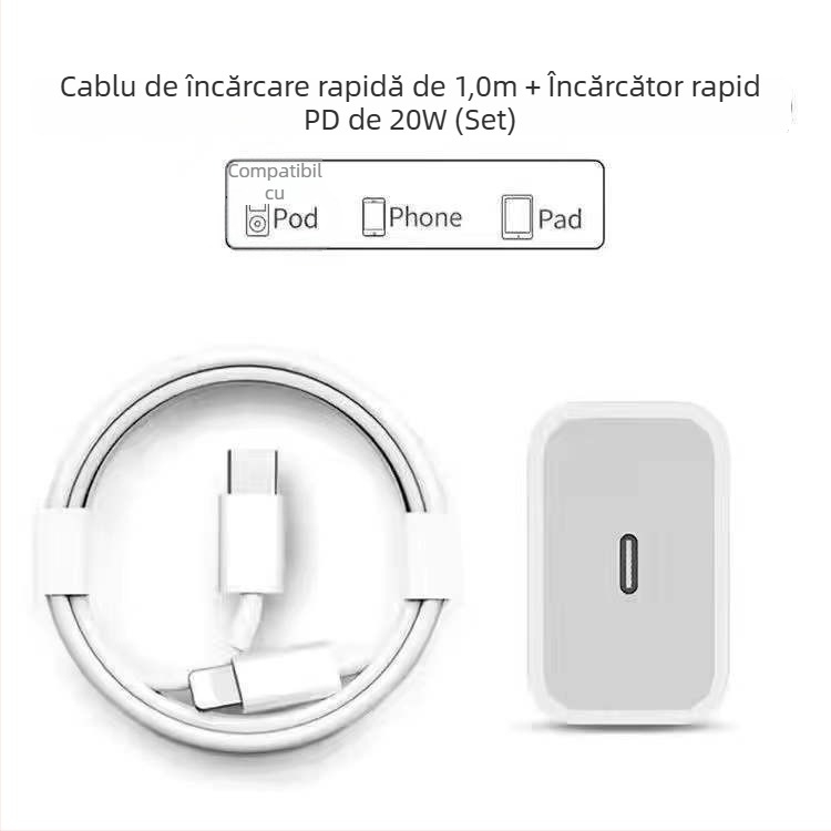 Cablu de încărcare cu interfețe Lightning și Micro USB, lungime 1–2 m, material TPE, oprire automată, putere maximă 12 W.