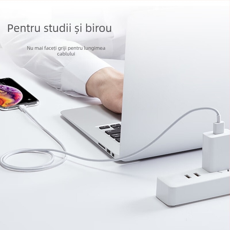 Cablu de încărcare cu interfețe Lightning și Micro USB, lungime 1–2 m, material TPE, oprire automată, putere maximă 12 W.