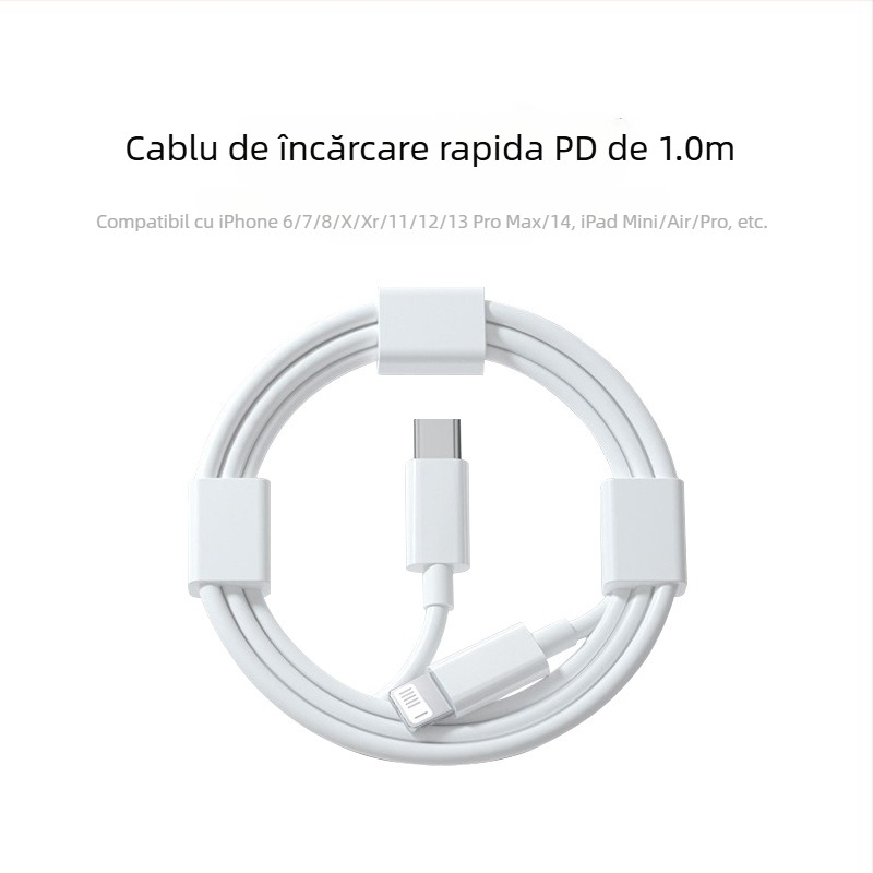 Cablu de încărcare cu interfețe Lightning și Micro USB, lungime 1–2 m, material TPE, oprire automată, putere maximă 12 W.