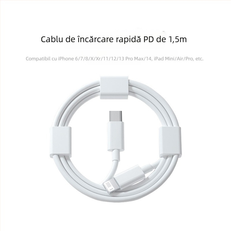 Cablu de încărcare cu interfețe Lightning și Micro USB, lungime 1–2 m, material TPE, oprire automată, putere maximă 12 W.
