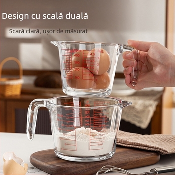 Cană de măsurat din sticlă cu mâner, ustensilă pentru coacere, design modern