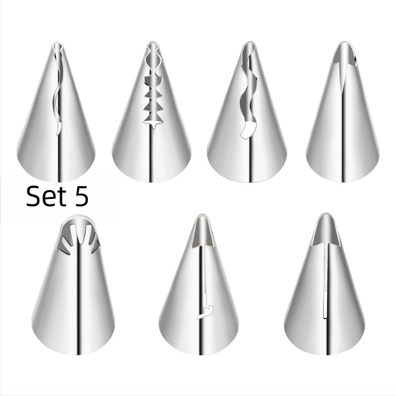Set de duze pentru decorare din oțel inoxidabil, pentru decorare cu cremă și cofetărie, ambalat într-o pungă OPP, stil modern minimalist.