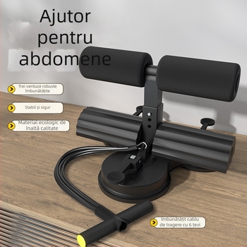 Asistent pentru abdomene cu trei ventuze, bare paralele, funie de tensiune și suport pentru telefon — model 20250416, greutate 1500 g