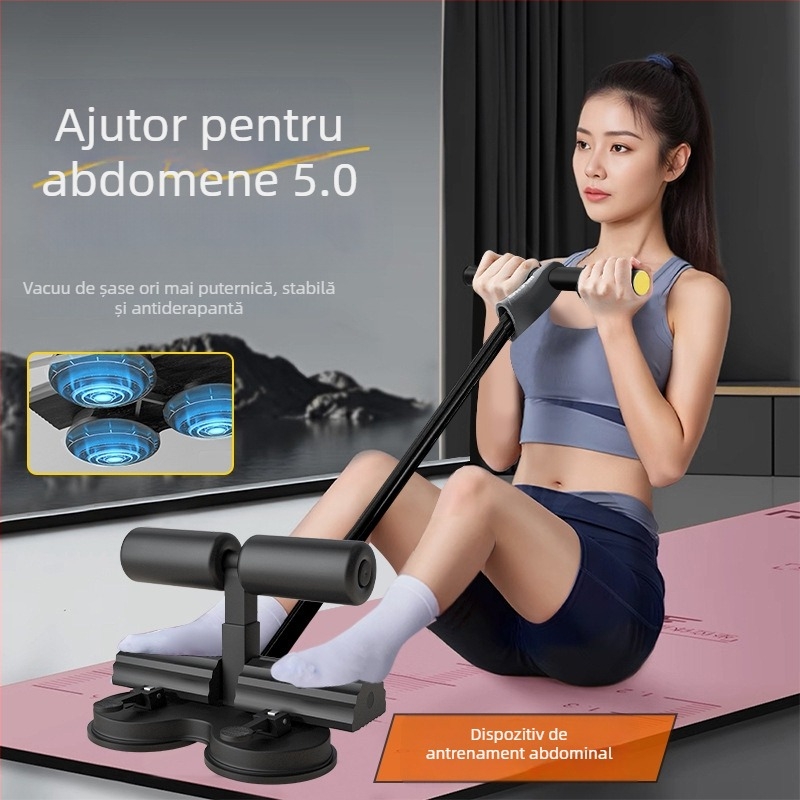 Asistent pentru abdomene cu trei ventuze, bare paralele, funie de tensiune și suport pentru telefon — model 20250416, greutate 1500 g