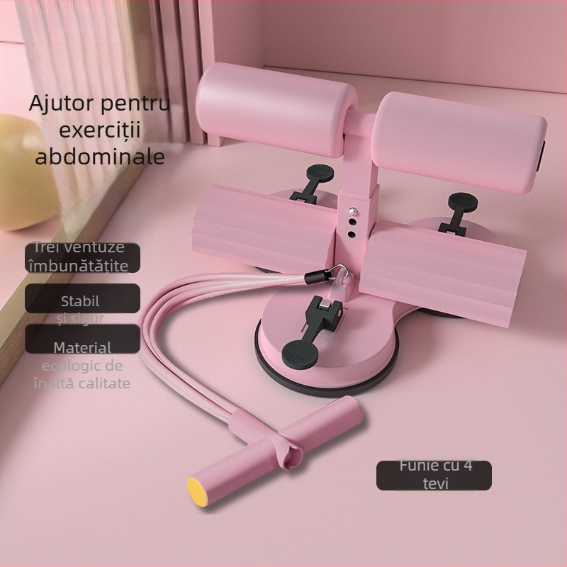 Asistent pentru abdomene cu trei ventuze, bare paralele, funie de tensiune și suport pentru telefon — model 20250416, greutate 1500 g