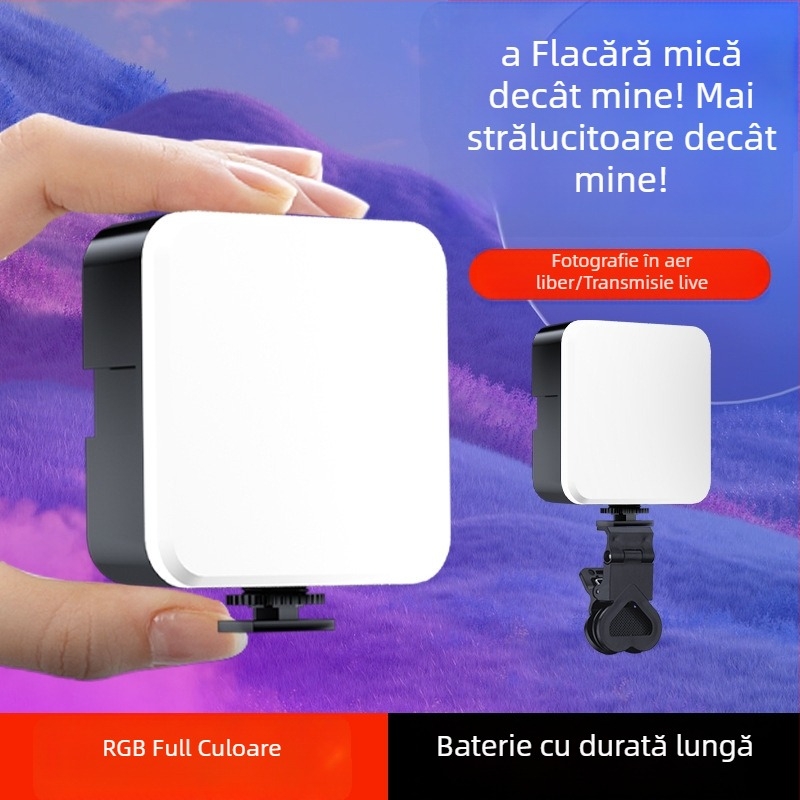Mini lampă de selfie portabilă pentru telefon, LED, utilizare ținută în mână, pentru streaming live (putere sursă luminoasă: 30; tensiune: 5V; utilizare: ținută în mână)
