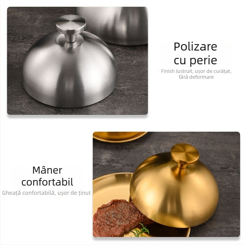 Capac din oțel inoxidabil pentru steakuri de vită, capac circular înălțat pentru oală, model YX9112, brand Yuxiang