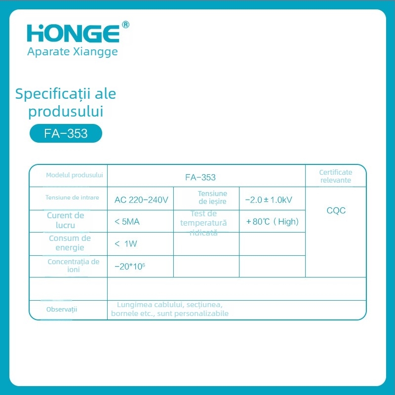 Generator de ioni negativi — purificare a aerului și eliminarea prafului — 24V DC