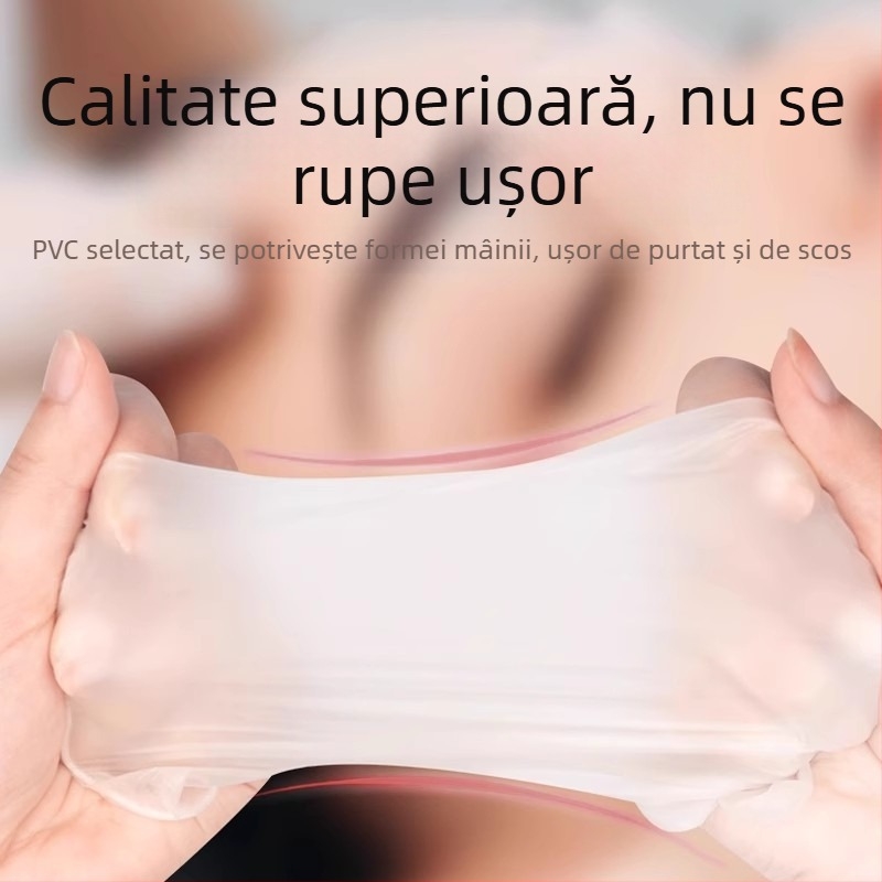 Mănuși de unică folosință din PVC pentru salonul de înfrumusețare - impermeabile, potrivite pentru masaj și tatuaje, uz profesional și de acasă
