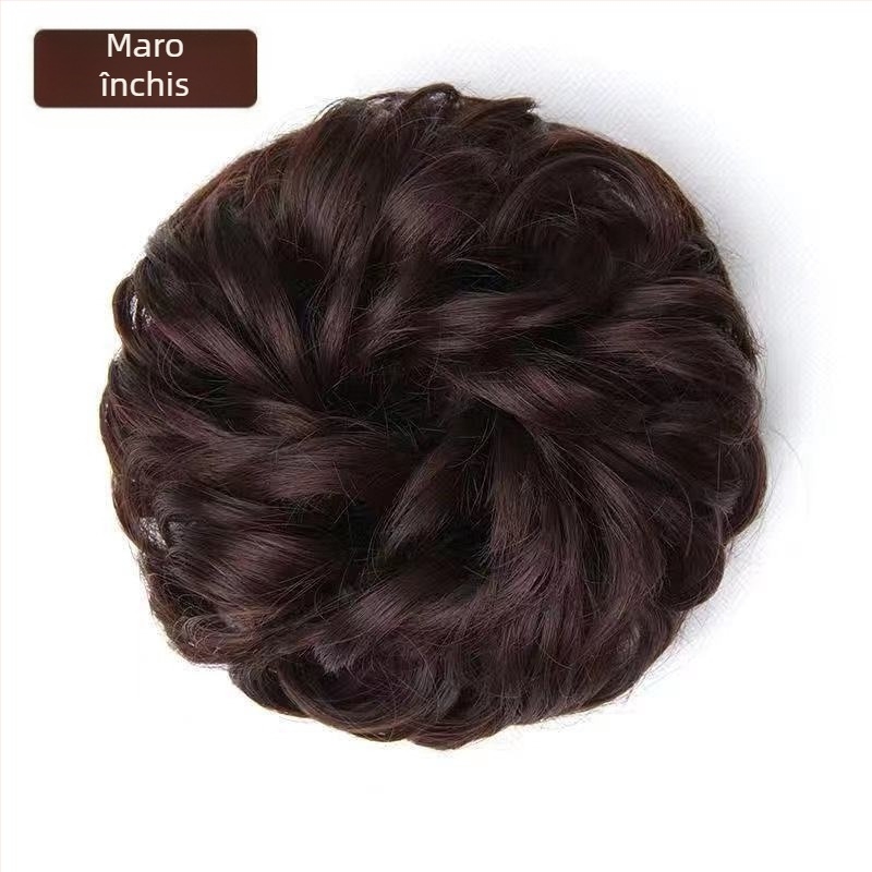 Perucă cu coadă și coc, bandă florală pentru cap, păr de mătase, proces mecanic, fără vopsire, pentru femei