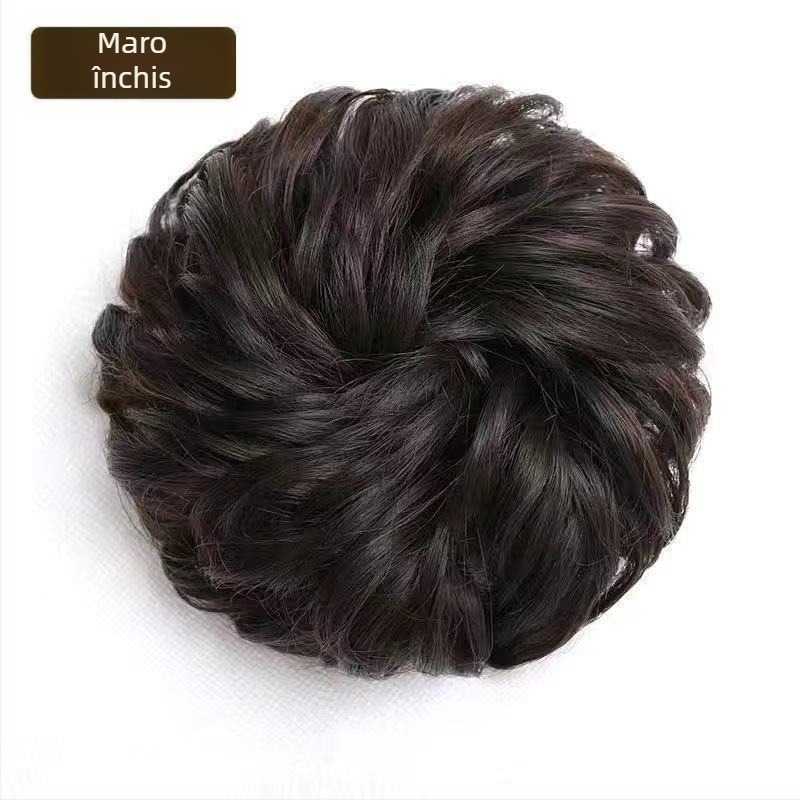 Perucă cu coadă și coc, bandă florală pentru cap, păr de mătase, proces mecanic, fără vopsire, pentru femei