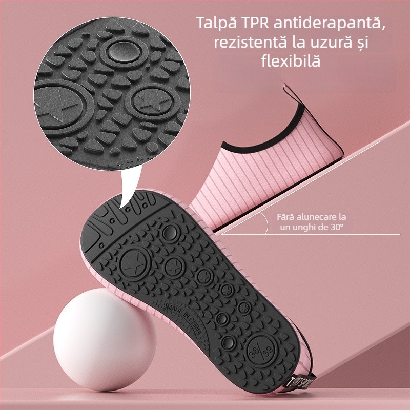 Pantofi pentru fitness interior – talpă moale, ușoare, antiderapante, model în dungi, potriviți pentru dans și antrenament acasă (Talpa: cauciuc natural; Partea superioară: bumbac; Interior: bumbac; Înălțime gleznă: joasă)