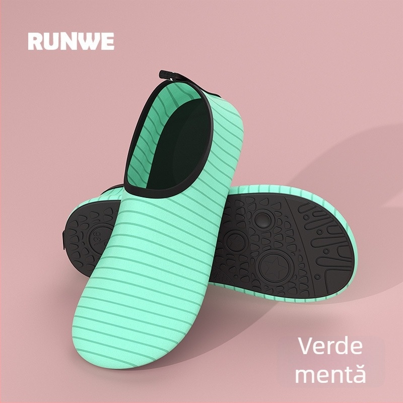 Pantofi pentru fitness interior – talpă moale, ușoare, antiderapante, model în dungi, potriviți pentru dans și antrenament acasă (Talpa: cauciuc natural; Partea superioară: bumbac; Interior: bumbac; Înălțime gleznă: joasă)