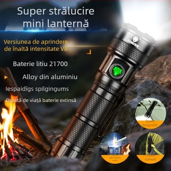 Fenar de mână Yihu YH-B60 cu sursă laser, focalizare fixă, încărcare USB, aliaj de aluminiu, rază peste 500 m