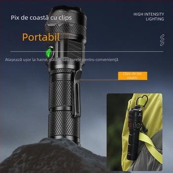 Fenar de mână Yihu YH-B60 cu sursă laser, focalizare fixă, încărcare USB, aliaj de aluminiu, rază peste 500 m