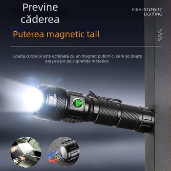 Fenar de mână Yihu YH-B60 cu sursă laser, focalizare fixă, încărcare USB, aliaj de aluminiu, rază peste 500 m