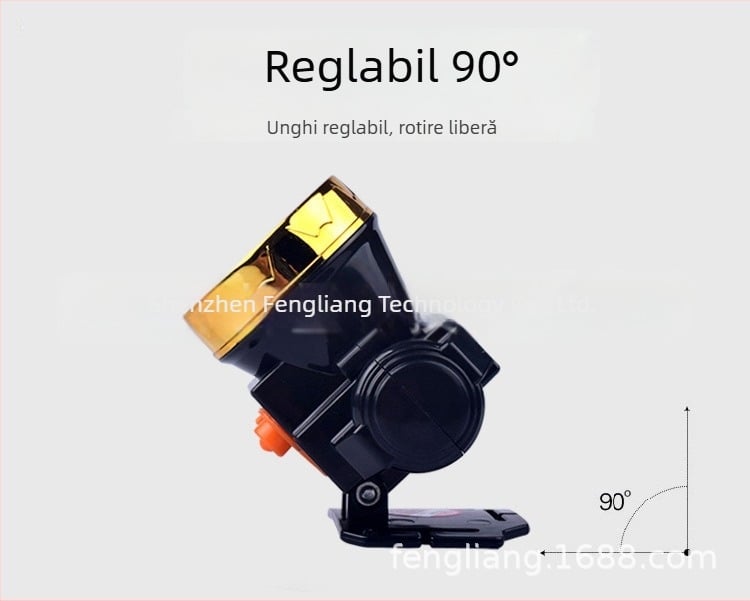 Lampa frontală LED, 10W, baterie 1800mAh, încărcare manuală, rază 200–500 m