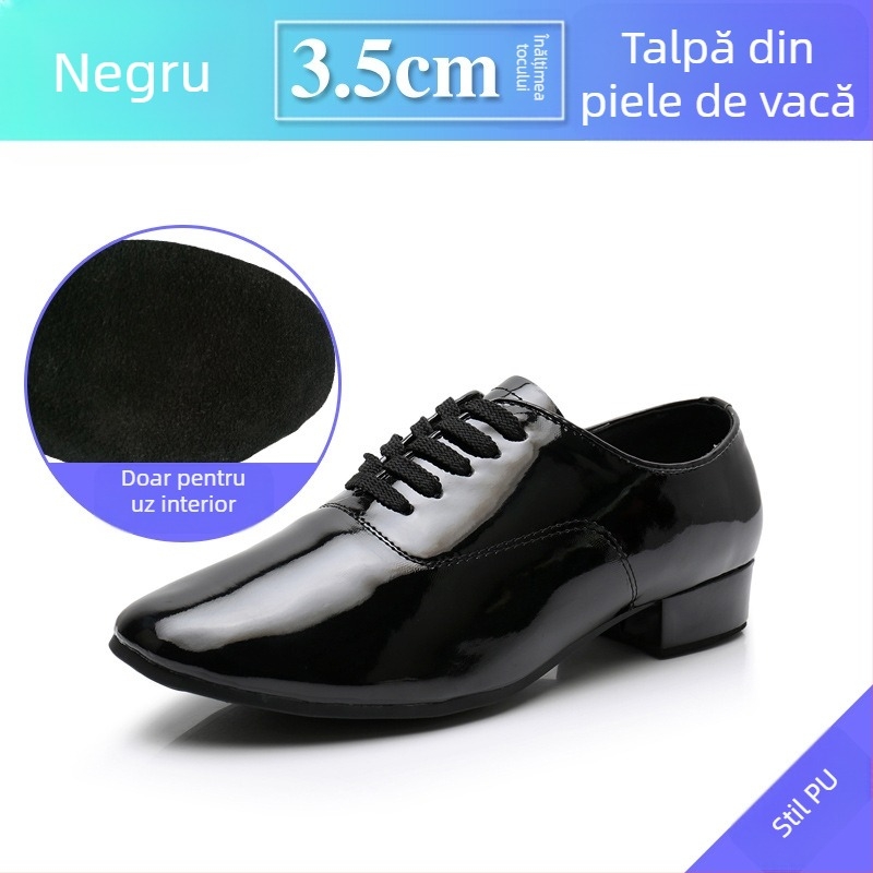 Pantofi de dans pentru bărbați, talpă din cauciuc, partea superioară din piele sintetică, grosime normală – pentru balet, dans modern și dans latin