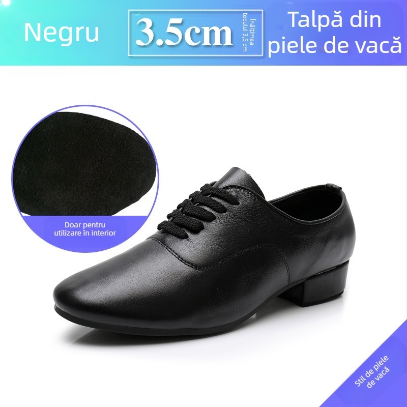 Pantofi de dans pentru bărbați, talpă din cauciuc, partea superioară din piele sintetică, grosime normală – pentru balet, dans modern și dans latin