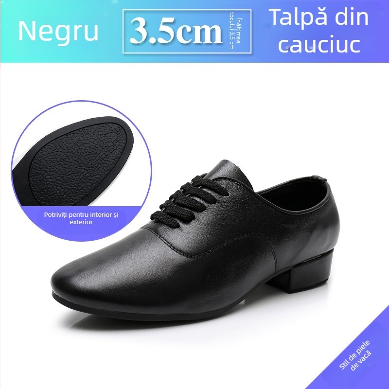 Pantofi de dans pentru bărbați, talpă din cauciuc, partea superioară din piele sintetică, grosime normală – pentru balet, dans modern și dans latin