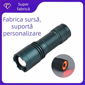Lanternă COB LED portabilă, cu rotație la 360°, fascicul focalizabil, alimentare cu 3xAA, corp din aliaj de aluminiu