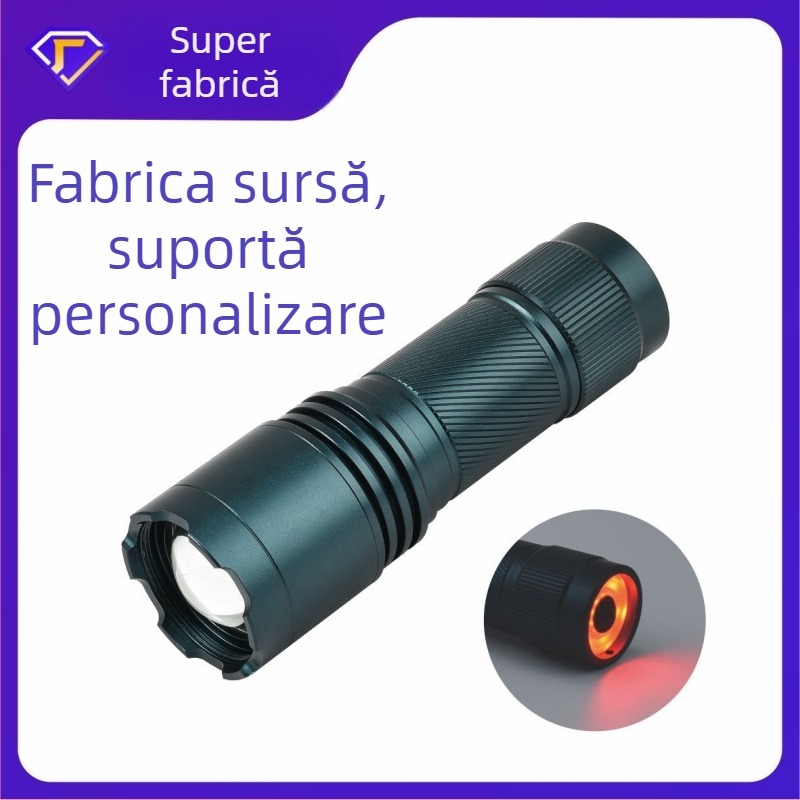 Lanternă COB LED portabilă, cu rotație la 360°, fascicul focalizabil, alimentare cu 3xAA, corp din aliaj de aluminiu