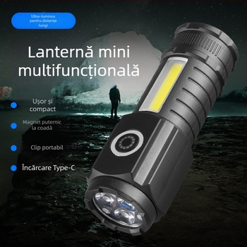 Lanteră de mână TZ-124, 120 lm, fascicul de 120°, IP44, baterie 14500, încărcare 3–5 ore