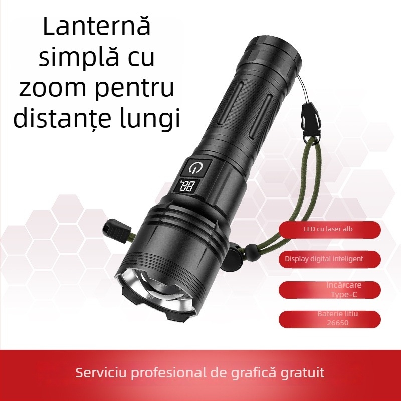 Sharp Leopard Lanteră tactică LED – LED, 20W, baterie 26650, rază >500 m, corp din aliaj de aluminiu