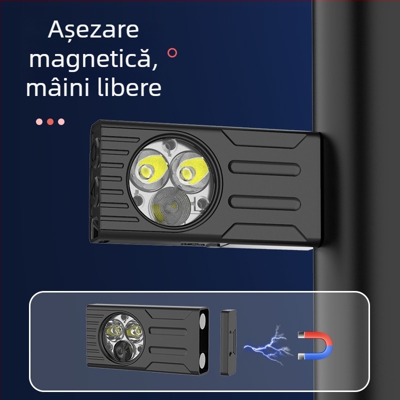 Fener LED compact cu încărcare rapidă Type-C, corp din aliaj de aluminiu, baterie polimeră încorporată de 800 mAh, rază 100–200 m