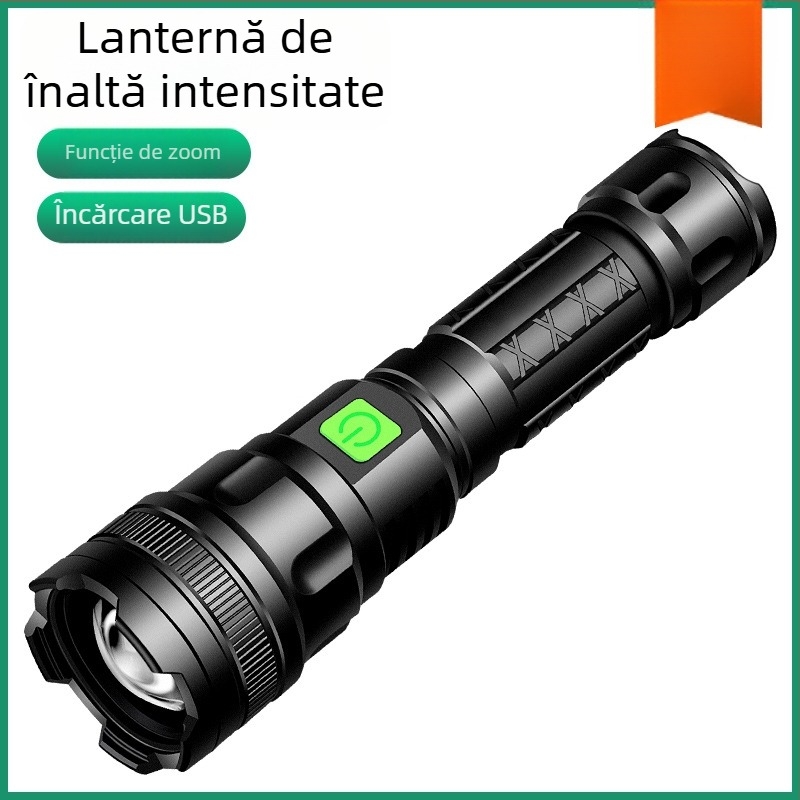 Lanternă LED, corp din aliaj de aluminiu, putere 10W, baterie de 2400 mAh, rază 200–500 m