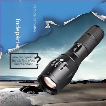 Lanternă LED T6 cu zoom, reîncărcabilă, corp din aliaj de aluminiu, baterie 18650, rază peste 500 m