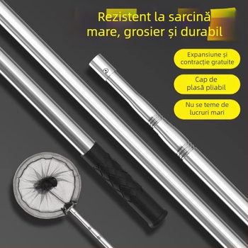 Set telescopic din oțel inoxidabil pentru plasă de pescuit, ultra-robust, cu cap de plasă DSHAJDI02