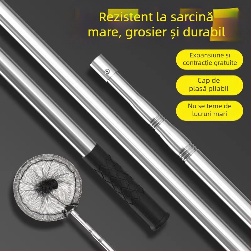 Set telescopic din oțel inoxidabil pentru plasă de pescuit, ultra-robust, cu cap de plasă DSHAJDI02