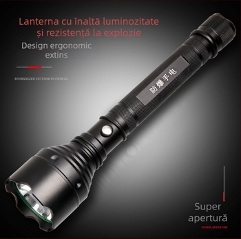 Lumină LED T6, rezistentă la explozie, impermeabilă, reîncărcabilă, aliaj de aluminiu, 6800mAh/10W