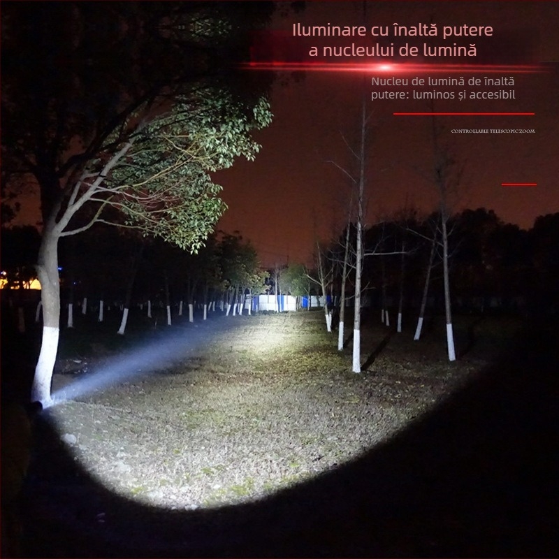 Lumină LED T6, rezistentă la explozie, impermeabilă, reîncărcabilă, aliaj de aluminiu, 6800mAh/10W