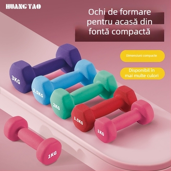 Haltera Royal Peach, din EVA, formă hexagonală, 1-5 kg, pentru fitness acasă