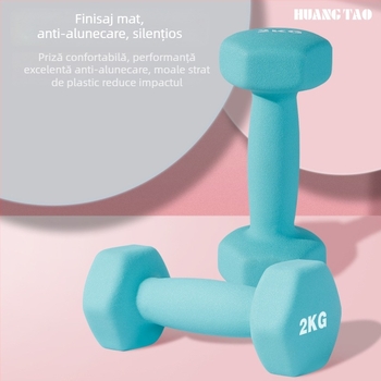 Haltera Royal Peach, din EVA, formă hexagonală, 1-5 kg, pentru fitness acasă