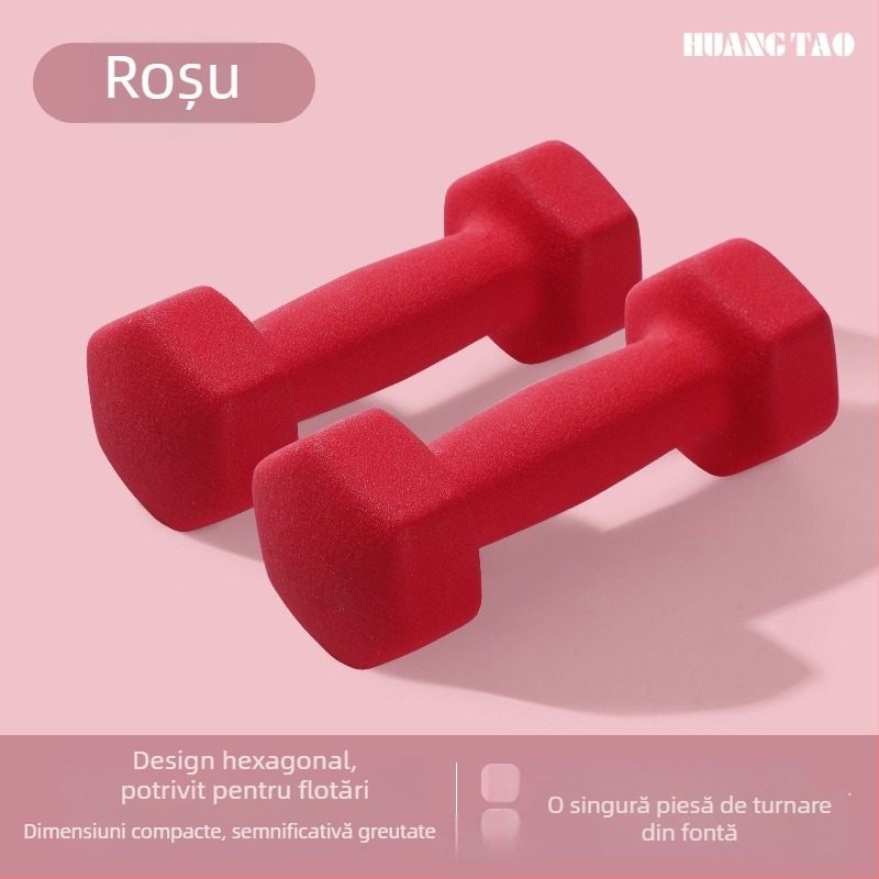 Haltera Royal Peach, din EVA, formă hexagonală, 1-5 kg, pentru fitness acasă
