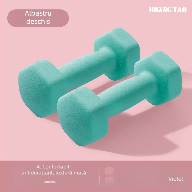 Haltera Royal Peach, din EVA, formă hexagonală, 1-5 kg, pentru fitness acasă