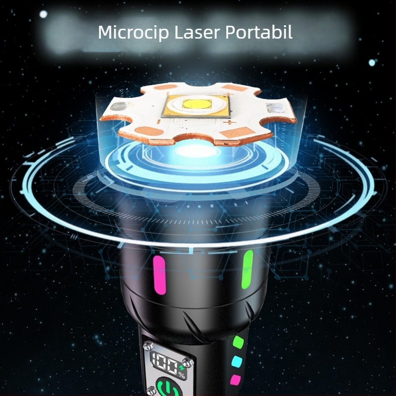 Lanternă LED Portabilă cu Încărcare Directă Type-C, Focalizare Reglabilă, Rază peste 500 m, Corp din Aliaj de Aluminiu, 20W