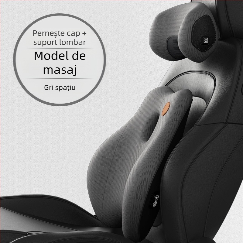 Perne de sprijin lombar auto cu tetieră, spumă cu memorie, stil Nordic, pentru toate anotimpurile, compatibilă cu majoritatea mașinilor