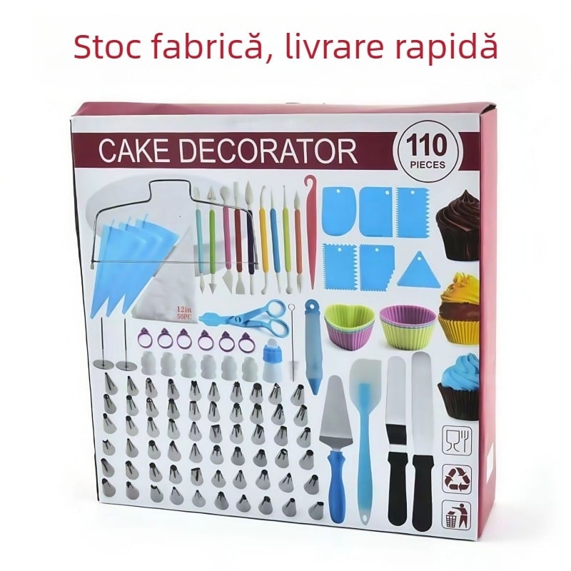 Set de duze pentru decorare tort – din oțel inoxidabil 430, PP și gel de siliciu, unelte de cofetărie pentru uz casnic