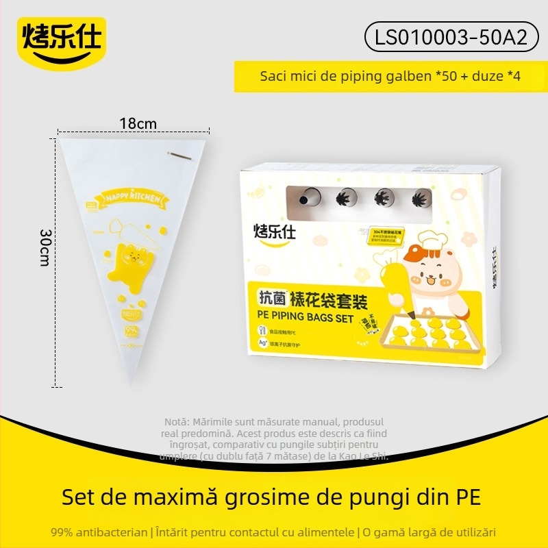 Set de pungă de decorare pentru creme, de unică folosință, din PE, cu duze de decorare, ambalaj cutie, pentru decorare, cofetărie și umplere