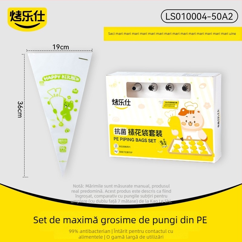 Set de pungă de decorare pentru creme, de unică folosință, din PE, cu duze de decorare, ambalaj cutie, pentru decorare, cofetărie și umplere