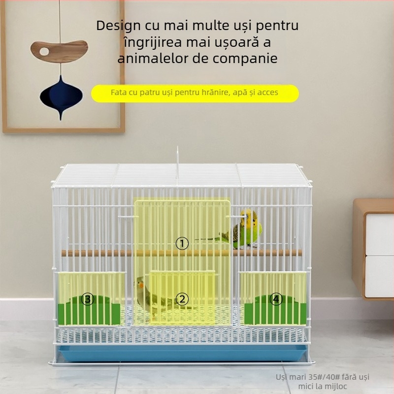 Cușcă metalică pentru păsări cu decor din flori de mătase, model KIP26156515