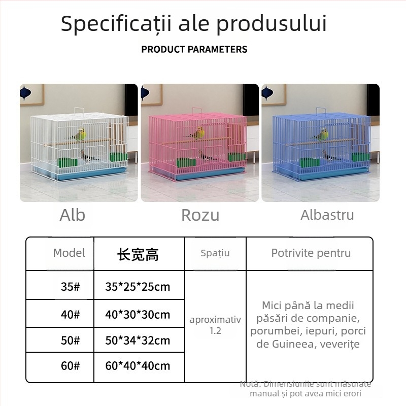 Cușcă metalică pentru păsări cu decor din flori de mătase, model KIP26156515
