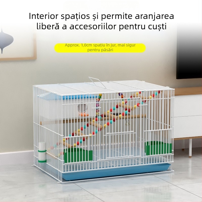 Cușcă metalică pentru păsări cu decor din flori de mătase, model KIP26156515