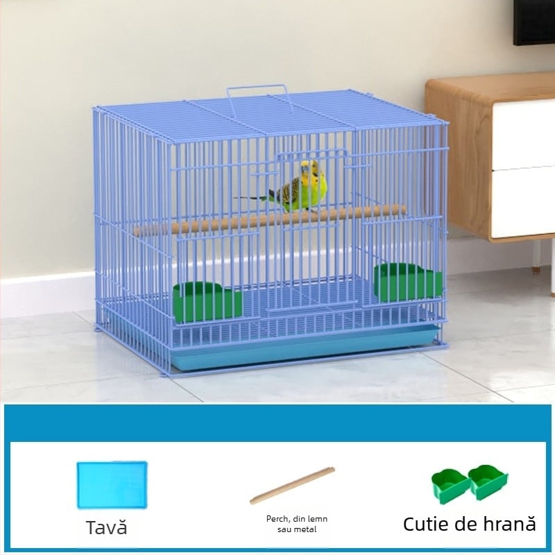 Cușcă metalică pentru păsări cu decor din flori de mătase, model KIP26156515